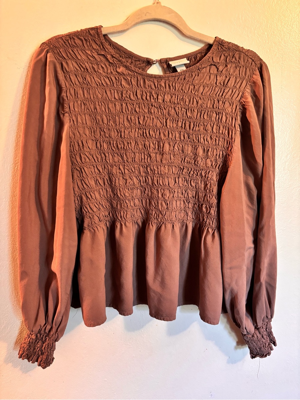 a new day Smocked Peplum Blouse - Rust